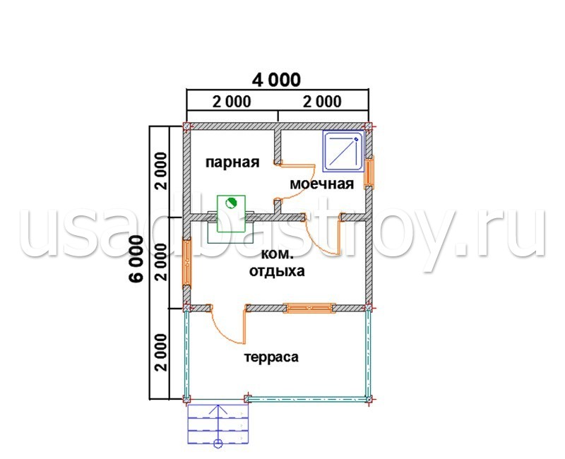 Баня из бруса 6х4 БП11: фото 2