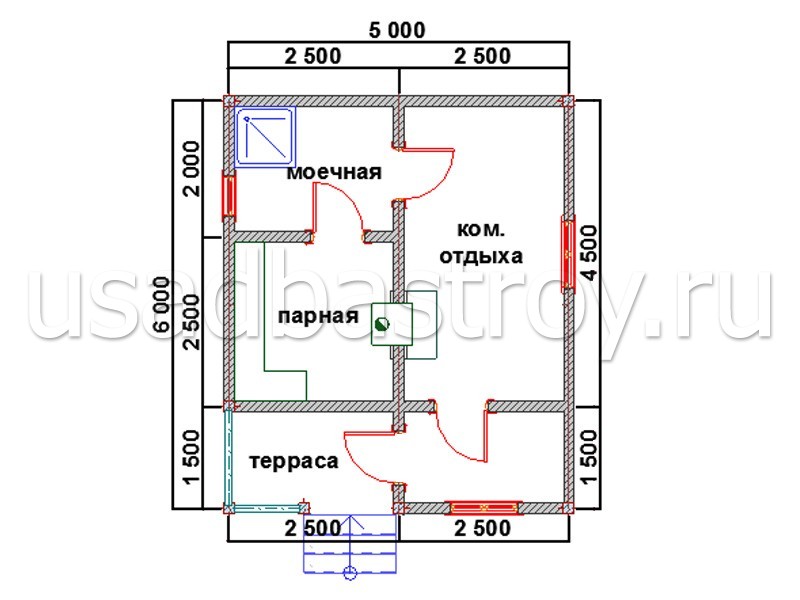 Баня из бруса 6x5 БП1: фото 3